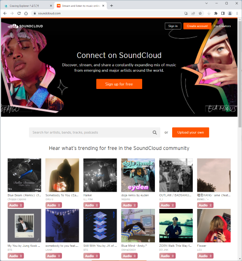 SoundCloud Top page